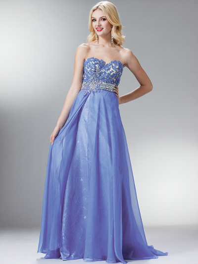 JC929 Vintage Evening Dress - Perry Blue, Front View Medium