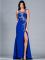 K2091 Royal Blue Evening Dress - Royal, Front View Thumbnail