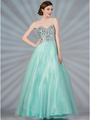 K5236 Mint Beaded Fairytale Prom Dress - Mint, Front View Thumbnail