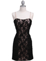KS3343 Black Beige Cocktail Dress - Black Beige, Front View Thumbnail