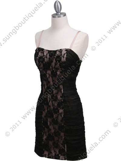 KS3343 Black Beige Cocktail Dress - Black Beige, Alt View Medium
