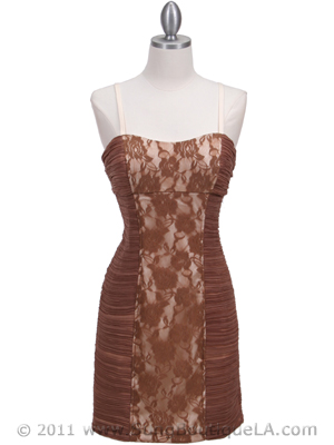 KS3343 Ligth Coffee Cocktail Dress, Light Coffee