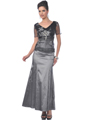 M1001 Charcoal MOB Evening Dress - Charcoal, Front View Thumbnail