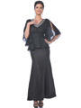 M1003 Black Mother of the Bride Chiffon Top Evening Dress - Black, Front View Thumbnail
