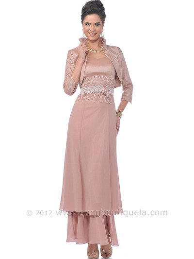 M1004 Dusty Rose 2 Piece Mother of the Bride Evening Gown - Dusty Rose, Front View Medium