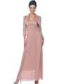 M1006 Dusty Rose MOB Evening Gown with Bolero - Dusty Rose, Front View Thumbnail