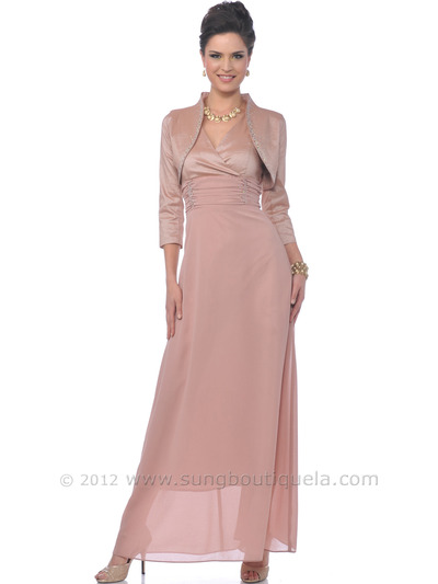 M1006 Dusty Rose MOB Evening Gown with Bolero - Dusty Rose, Front View Medium