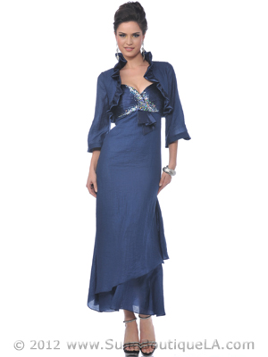M1010 Navy Taffeta Evening Dress with Bolero, Navy