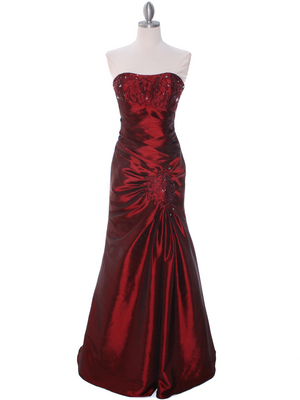 29283 Burgundy Taffeta Evening Gown, Burgundy