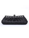 M40001 Black Evening Clutch with Rhinestone Frame - Black, Front View Thumbnail