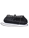 M40001 Black Evening Clutch with Rhinestone Frame - Black, Alt View Thumbnail