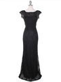 MB6099 Black Lace Cap Sleeve Evening Dress - Black, Front View Thumbnail