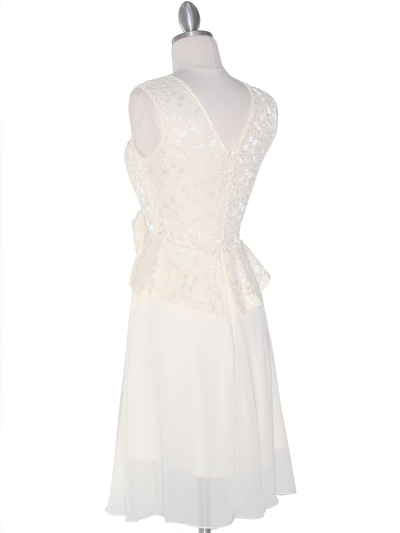 MB6138 Lace Peplum Cocktail Dress - Ivory, Back View Medium