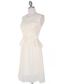MB6138 Lace Peplum Cocktail Dress - Ivory, Alt View Thumbnail