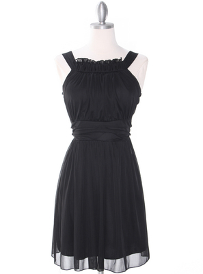 NB1077 High Neck Sleeveless Cocktail Dress, Black