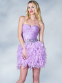 OCH1281 Lilac Feather Cocktail Dress - Lilac, Front View Thumbnail