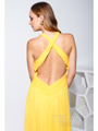 P1503 Ponte Long Prom Dress By Terani - Yellow, Back View Thumbnail