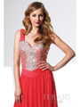 P1504 One Shoulder Sweetheart Prom Dress By Terani - Coral, Alt View Thumbnail