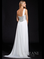 P1504 One Shoulder Sweetheart Prom Dress By Terani - Ivory, Back View Thumbnail