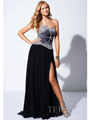 P1506 Snowflake Inspired Prom Dress By Terani - Black, Front View Thumbnail