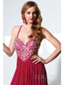 P1509 Jewel Embellished Chiffon Long Prom Dress By Terani - Cranberry, Alt View Thumbnail