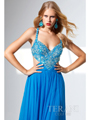 P1509 Jewel Embellished Chiffon Long Prom Dress By Terani - Turquoise, Alt View Thumbnail
