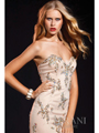 P1517 Strapless Beaded and Jeweled Prom Dress By Terani - Nude, Alt View Thumbnail