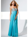 P1528 Sweetheart Long Prom Dress By Terani - Aqua, Front View Thumbnail