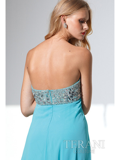 P1528 Sweetheart Long Prom Dress By Terani - Aqua, Back View Medium