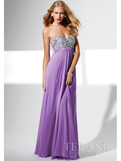 P1528 Sweetheart Long Prom Dress By Terani - Lilac, Front View Medium