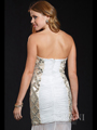 P1540 Strapless Checkered Short Prom Dress with Train By Terani - Ivory Nude, Back View Thumbnail