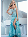 P1572 Layered Sweetheart Long Prom Dress By Terani - Aqua, Front View Thumbnail