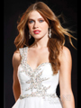 P1584 Beaded One Shoulder Short Prom Dress By Terani - White, Alt View Thumbnail