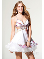 P1616 Open Back Short Prom Dress By Terani - White Multi, Front View Thumbnail