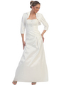 S29814 A-line Embroidered Evening Dress with Jacket - Off White, Front View Thumbnail