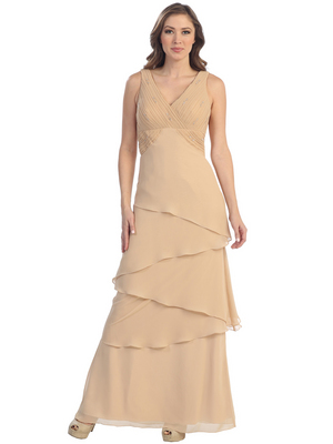 S29870 Layered Eveing Dress, Khaki