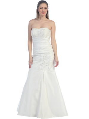 S29871 Fitted Taffeta MOB Evening Gown with Bolero, White