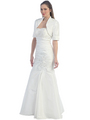 S29871 Fitted Taffeta MOB Evening Gown with Bolero - White, Alt View Thumbnail
