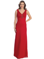 S29872 V-neckline Evening Dress - Red, Front View Thumbnail