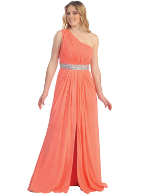 S30297 Split-front Grecian Evening Dress, Orange