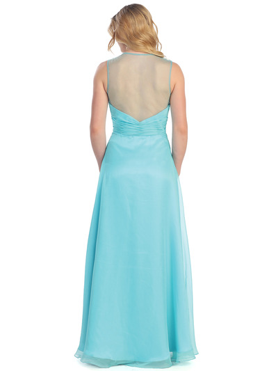 S30301 Amazing A-line Evening Dress - Aqua, Back View Medium