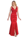 S8665 Tafetta  Mermaid Evening Gown - Red, Front View Thumbnail
