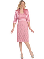 S8759 Lace & Sweetheart Cocktail Dress with Satin Bolero - Dusty Rose, Front View Thumbnail