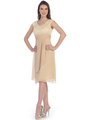 S8762 Cap-sleeve Tea Length Dress - Khaki, Front View Thumbnail