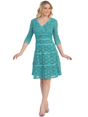 S8765 Retro Chic 3/4 Sleeve Cocktail Dress, Teal