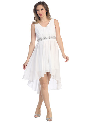 S8776 V Neck Short Sleeves Cocktail Dresses, White