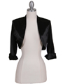 SB1888 Black Satin Bolero Jacket - Black, Front View Thumbnail