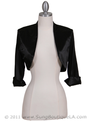 SB1888 Black Satin Bolero Jacket, Black