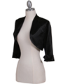 SB1888 Black Satin Bolero Jacket - Black, Alt View Thumbnail