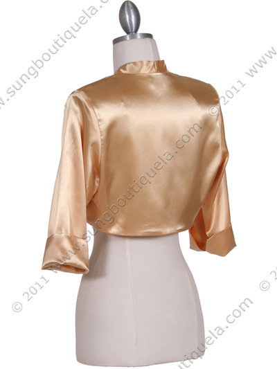SB1888 Gold Satin Bolero Jacket - Gold, Back View Medium